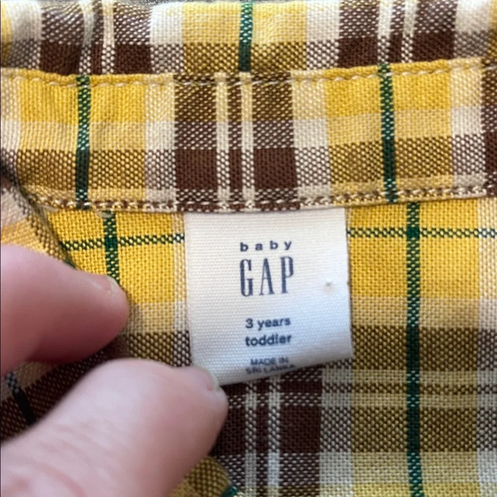 GAP Yellow Plaid Kids Button Down Shirt 3T‎